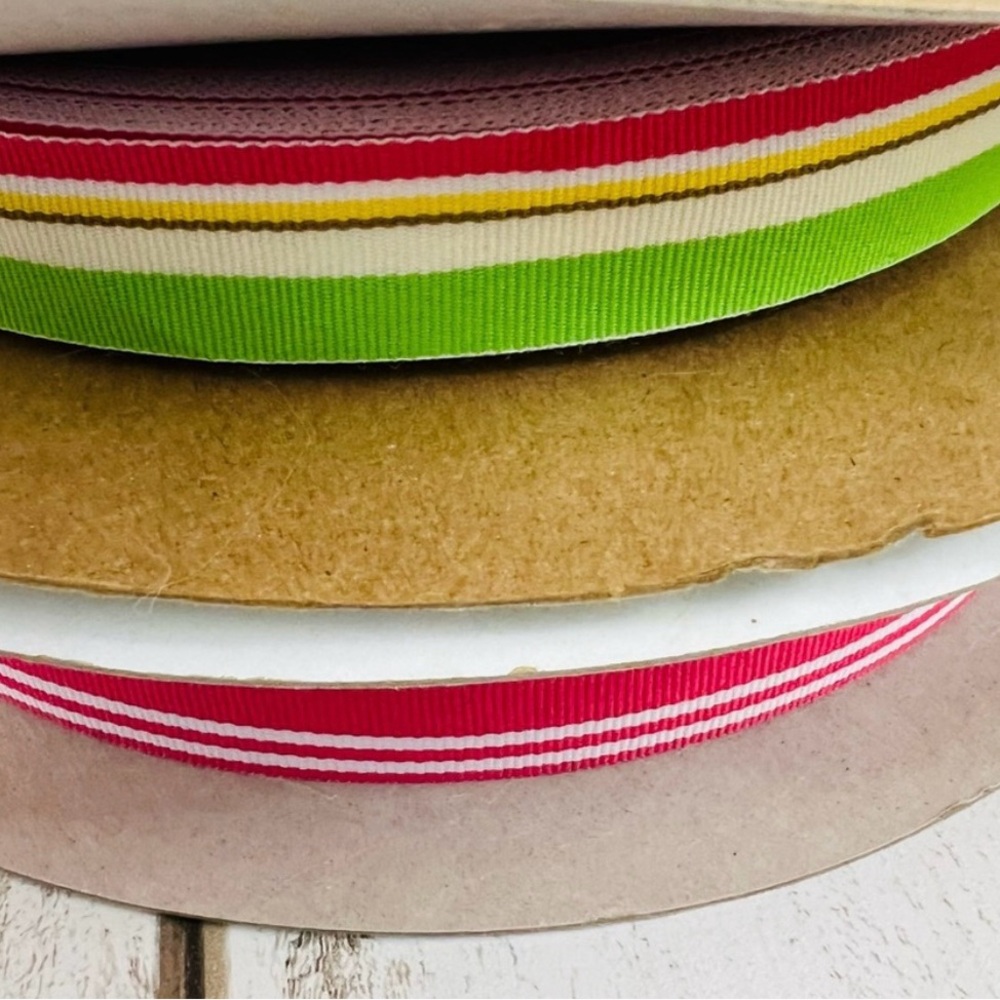 180 Yards Grosgrain Ribbon Bundle Arts Craft Gift Wrap Preppy Stripes - Picture 4 of 7